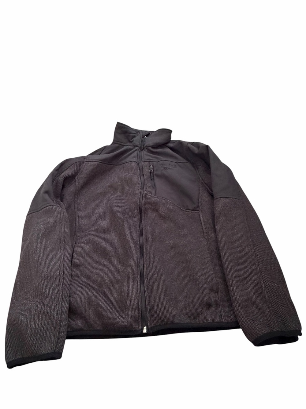 Reebok Hybrid Full Zip Jacket Waffle Fleece Softshell Black Men's M